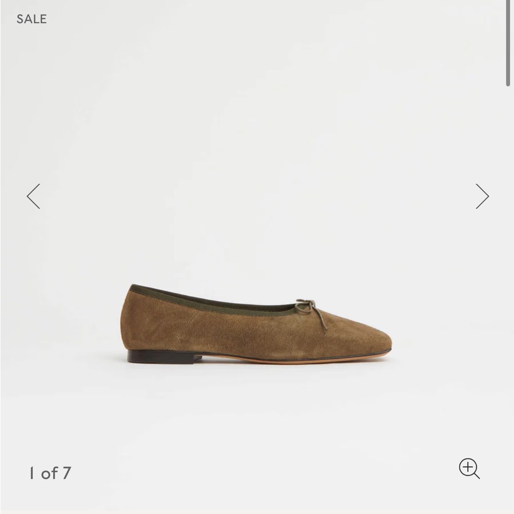 Mansur Gavriel Olive Suede Square Toe Ballerina — EU 36 New In Box - Picture 3 of 4
